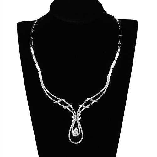 Alamode Rhodium Brass Jewelry Sets with AAA Grade CZ in Clear - Alamode - Flyclothing LLC