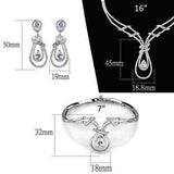 Alamode Rhodium Brass Jewelry Sets with AAA Grade CZ in Clear - Alamode - Flyclothing LLC