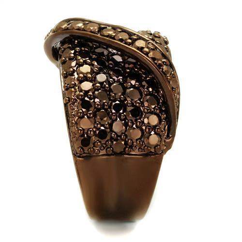 Alamode IP Coffee light Brass Ring with AAA Grade CZ in Light Coffee - Alamode - Flyclothing LLC