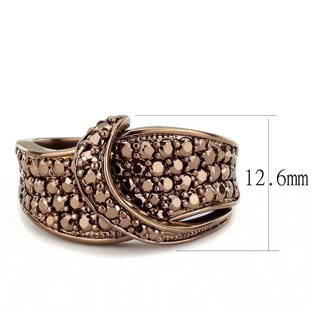 Alamode IP Coffee light Brass Ring with AAA Grade CZ in Light Coffee - Alamode - Flyclothing LLC