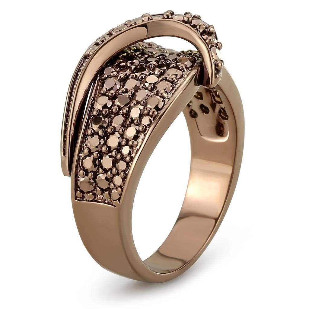 Alamode IP Coffee light Brass Ring with AAA Grade CZ in Light Coffee - Alamode - Flyclothing LLC