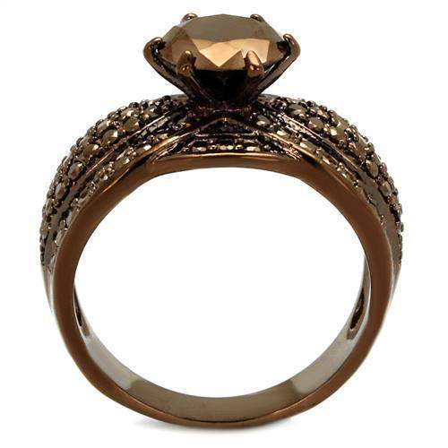 Alamode IP Coffee light Brass Ring with AAA Grade CZ in Light Coffee - Alamode - Flyclothing LLC