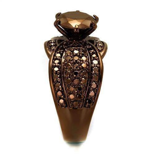 Alamode IP Coffee light Brass Ring with AAA Grade CZ in Light Coffee - Alamode - Flyclothing LLC