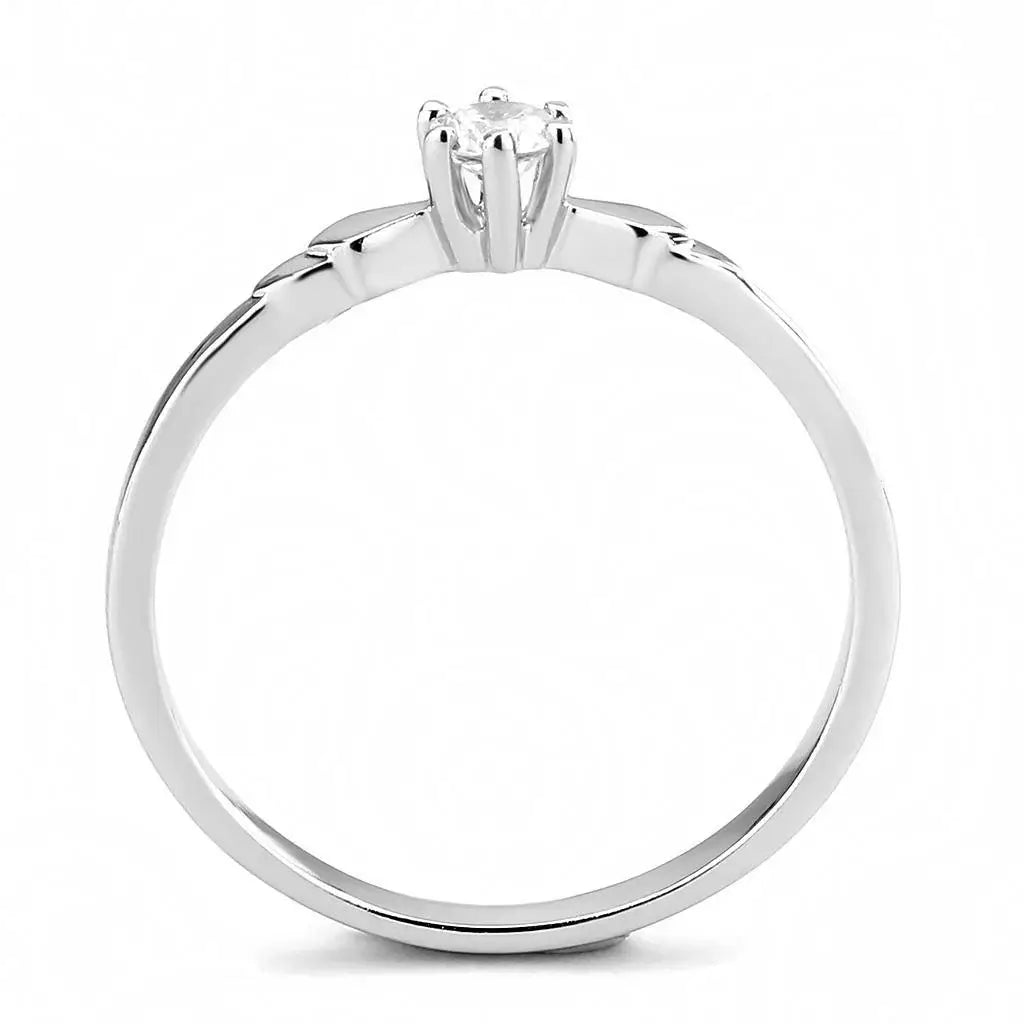 Alamode Rhodium Brass Ring with AAA Grade CZ in Clear - Alamode - Flyclothing LLC