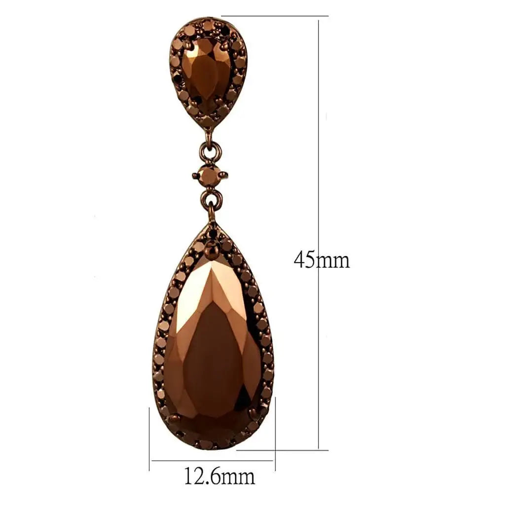 Alamode IP Coffee light Brass Earrings with AAA Grade CZ in Light Coffee - Alamode - Flyclothing LLC
