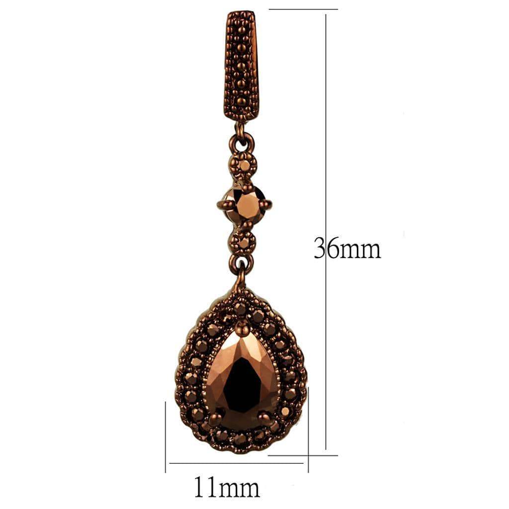 Alamode IP Coffee light Brass Earrings with AAA Grade CZ in Light Coffee - Alamode - Flyclothing LLC
