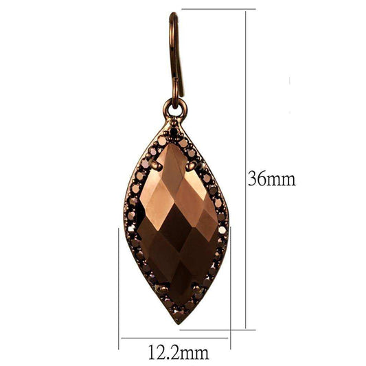Alamode IP Coffee light Brass Earrings with AAA Grade CZ in Light Coffee - Alamode - Flyclothing LLC