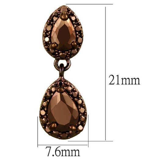 Alamode IP Coffee light Brass Earrings with AAA Grade CZ in Light Coffee - Alamode - Flyclothing LLC