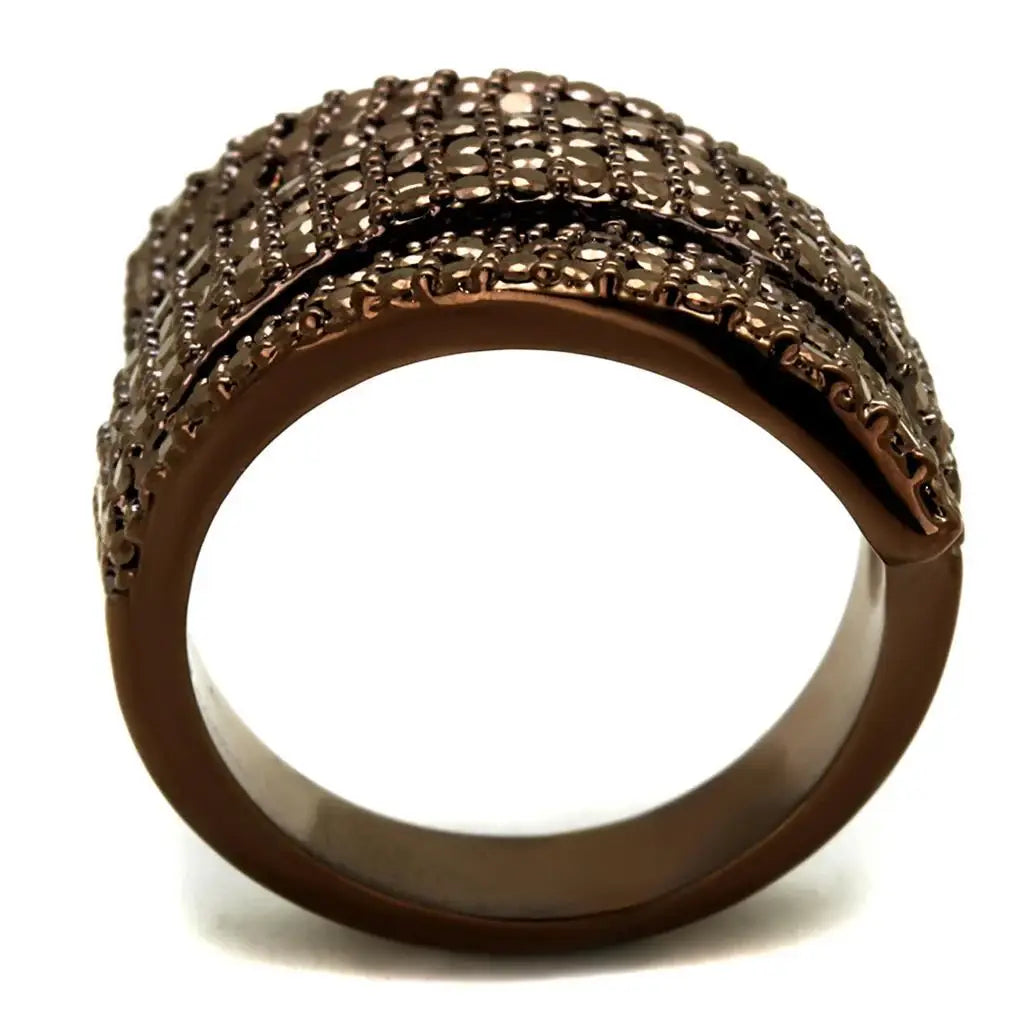 Alamode IP Coffee light Brass Ring with AAA Grade CZ in Light Coffee - Alamode - Flyclothing LLC