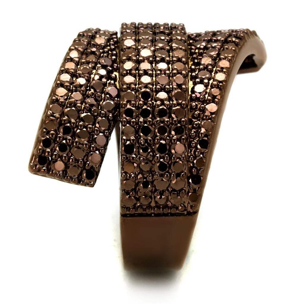 Alamode IP Coffee light Brass Ring with AAA Grade CZ in Light Coffee - Alamode - Flyclothing LLC