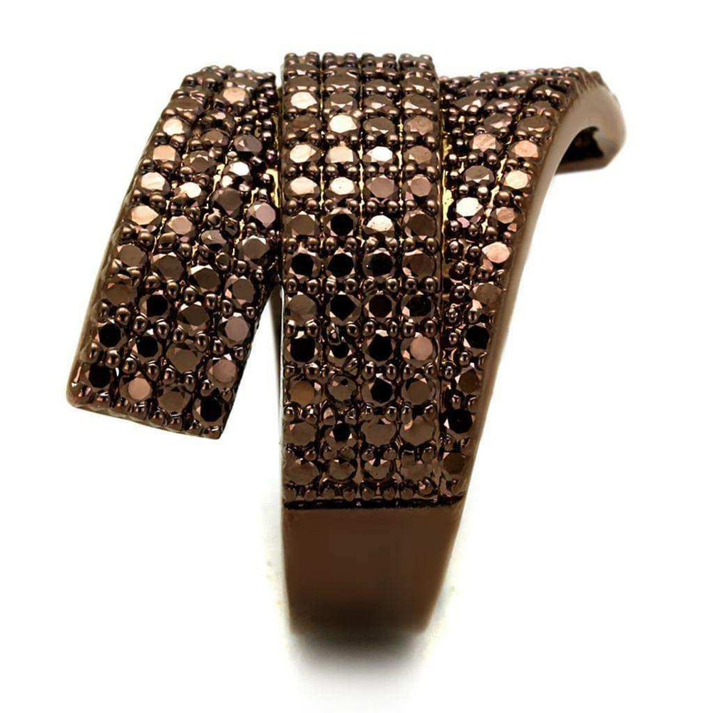 Alamode IP Coffee light Brass Ring with AAA Grade CZ in Light Coffee - Alamode - Flyclothing LLC