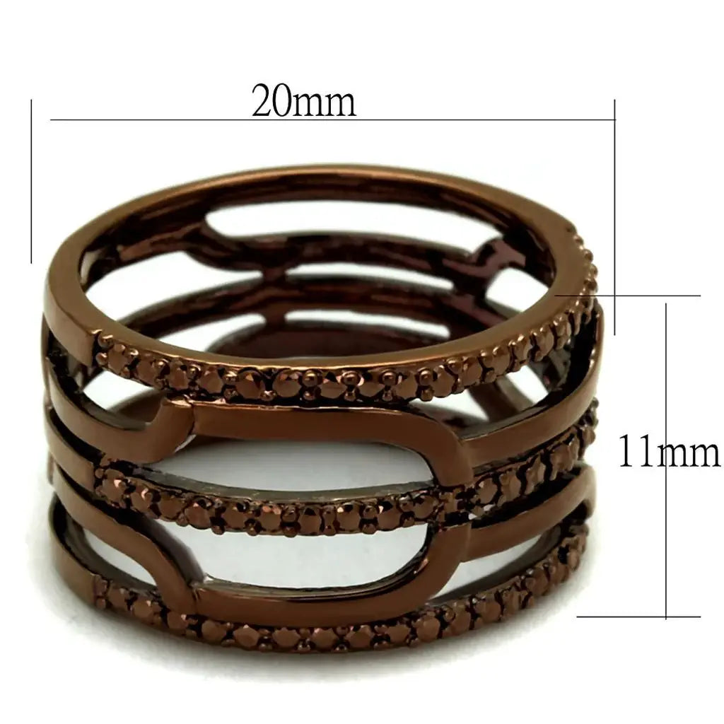 Alamode IP Coffee light Brass Ring with AAA Grade CZ in Light Coffee - Alamode - Flyclothing LLC