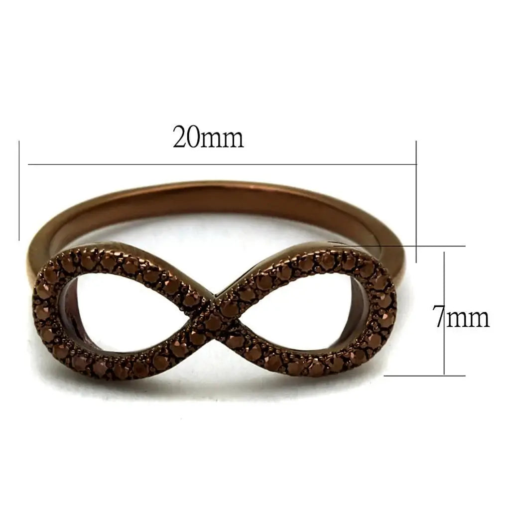 Alamode IP Coffee light Brass Ring with AAA Grade CZ in Light Coffee - Alamode - Flyclothing LLC