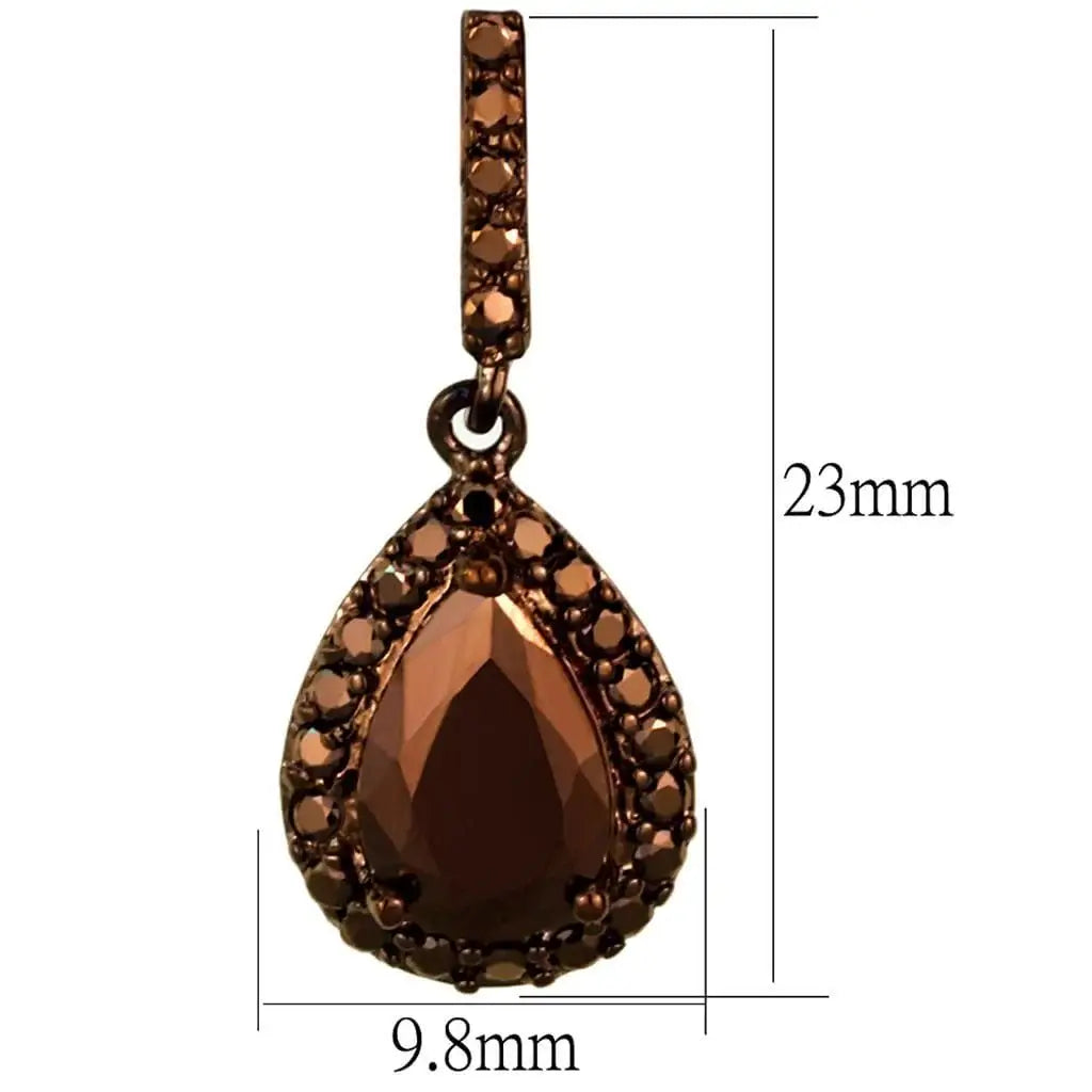 Alamode IP Coffee light Brass Earrings with AAA Grade CZ in Light Coffee - Alamode - Flyclothing LLC
