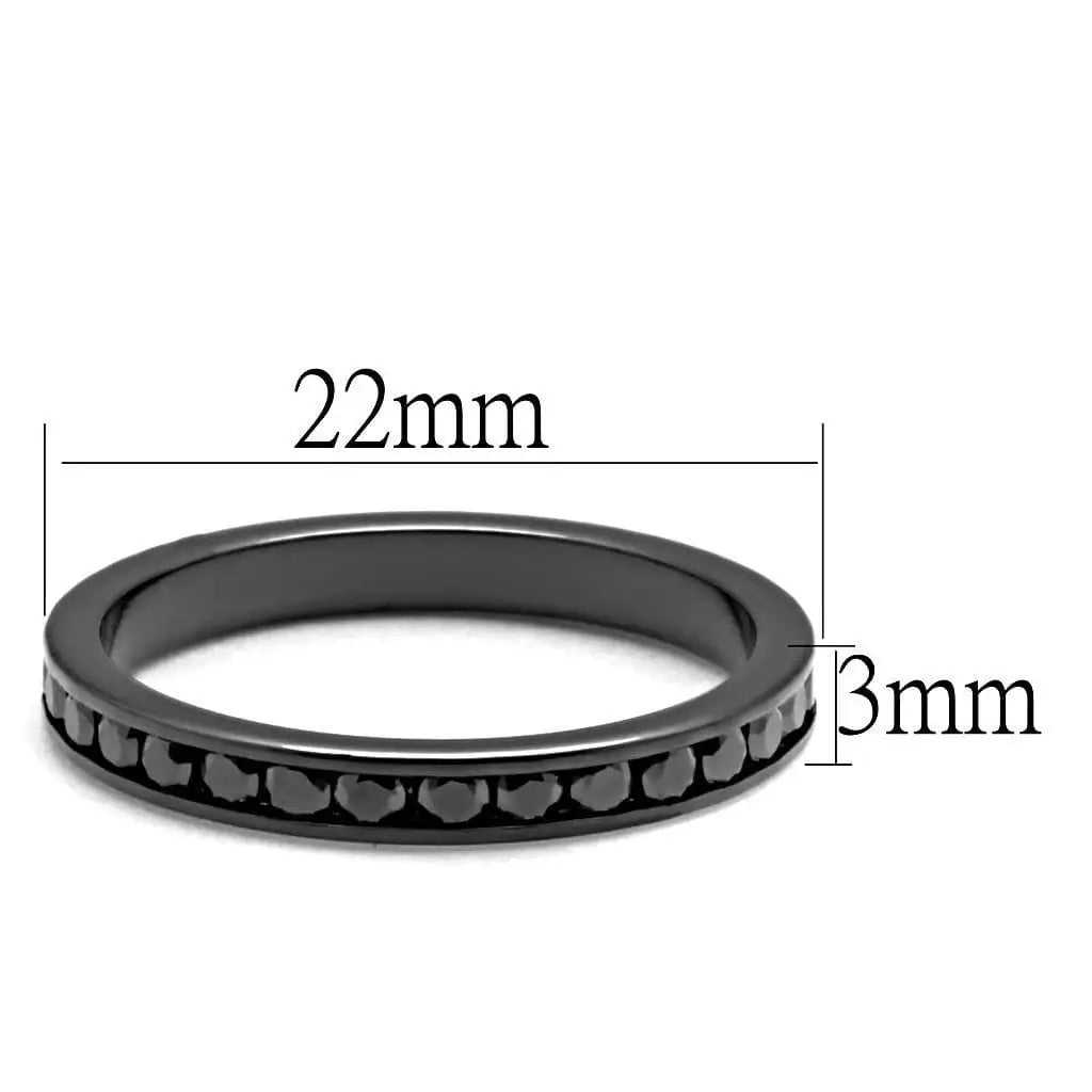 Alamode IP Light Black (IP Gun) Brass Ring with AAA Grade CZ in Light Gray - Alamode - Flyclothing LLC