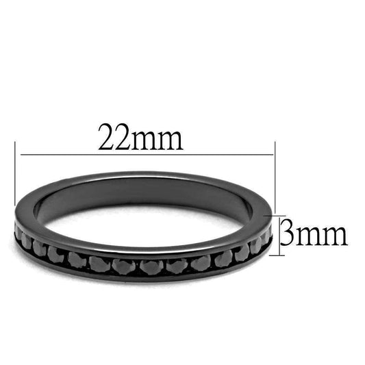 Alamode IP Light Black (IP Gun) Brass Ring with AAA Grade CZ in Light Gray - Alamode - Flyclothing LLC