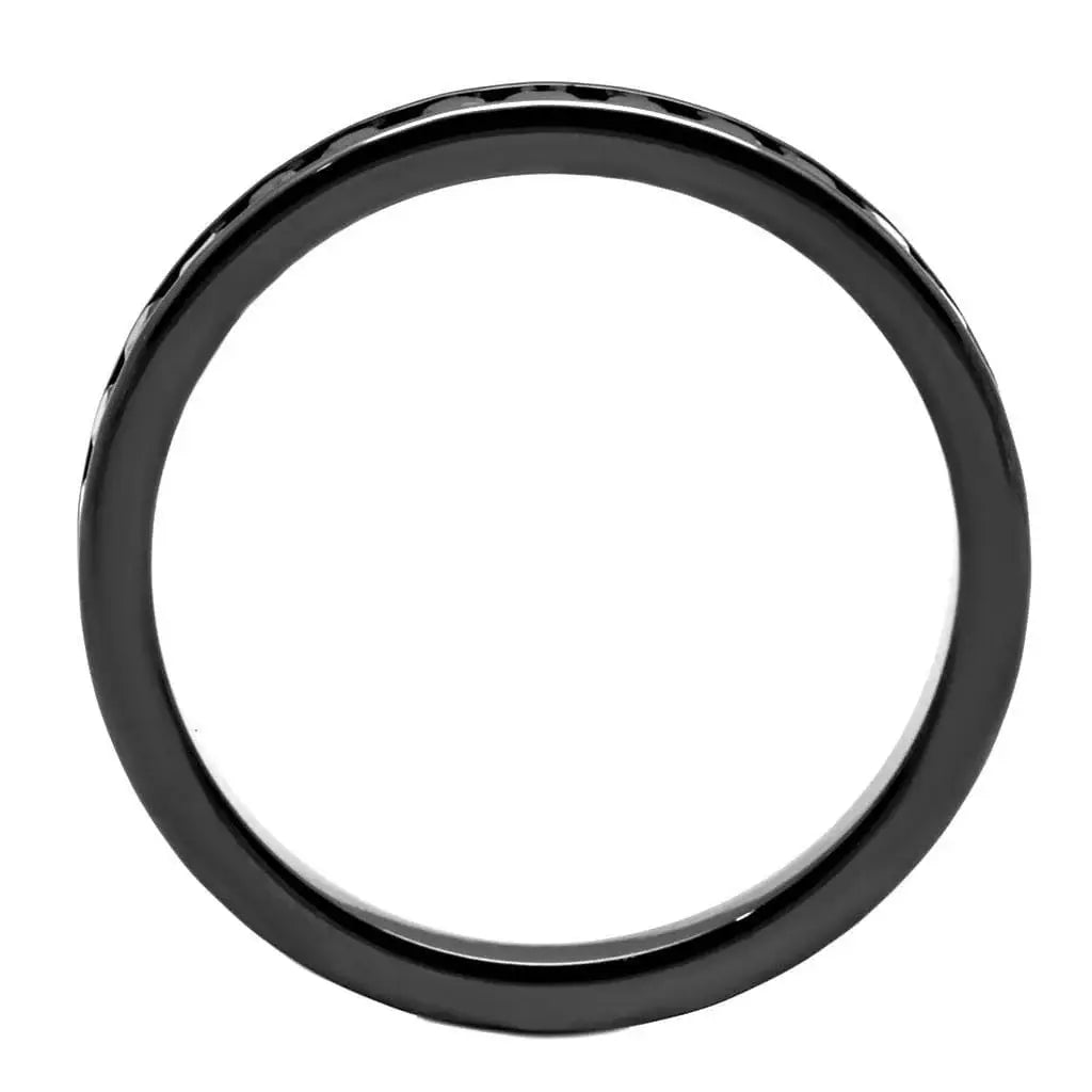 Alamode IP Light Black (IP Gun) Brass Ring with AAA Grade CZ in Light Gray - Alamode - Flyclothing LLC