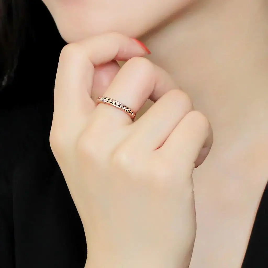 Alamode IP Rose Gold(Ion Plating) Brass Ring with AAA Grade CZ in Metallic Light Gold - Alamode - Flyclothing LLC