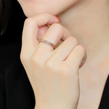 Alamode IP Rose Gold(Ion Plating) Brass Ring with AAA Grade CZ in Metallic Light Gold - Alamode - Flyclothing LLC