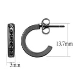 Alamode IP Light Black (IP Gun) Brass Earrings with Top Grade Crystal in Light Gray - Alamode - Flyclothing LLC