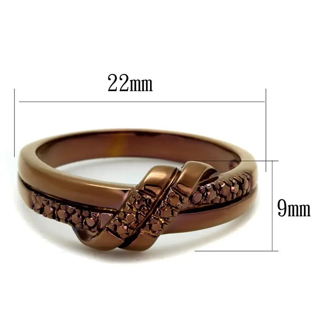Alamode IP Coffee light Brass Ring with AAA Grade CZ in Light Coffee - Alamode - Flyclothing LLC