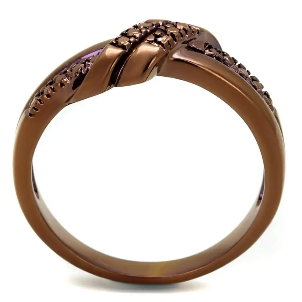 Alamode IP Coffee light Brass Ring with AAA Grade CZ in Light Coffee - Alamode - Flyclothing LLC
