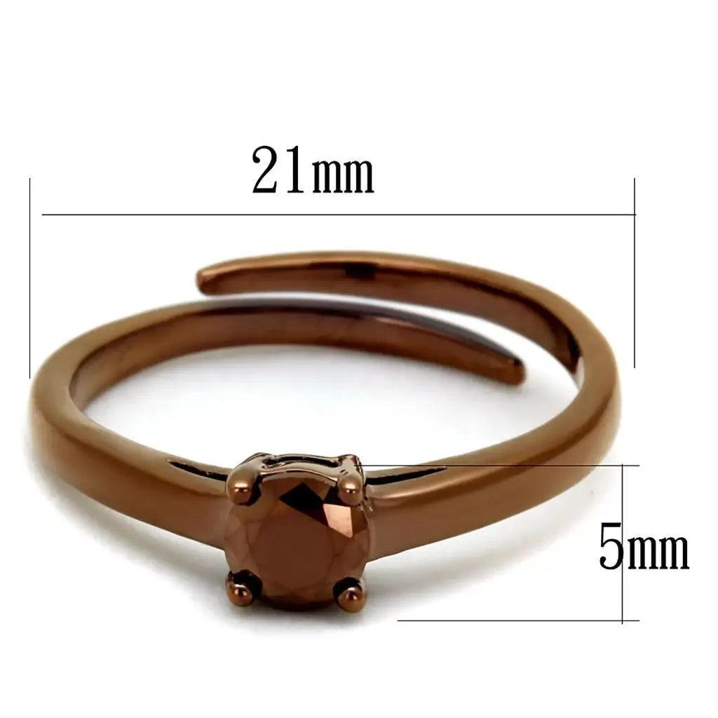 Alamode IP Coffee light Brass Ring with AAA Grade CZ in Light Coffee - Alamode - Flyclothing LLC