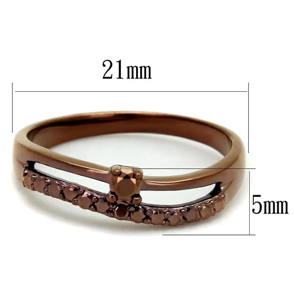 Alamode IP Coffee light Brass Ring with AAA Grade CZ in Light Coffee - Alamode - Flyclothing LLC