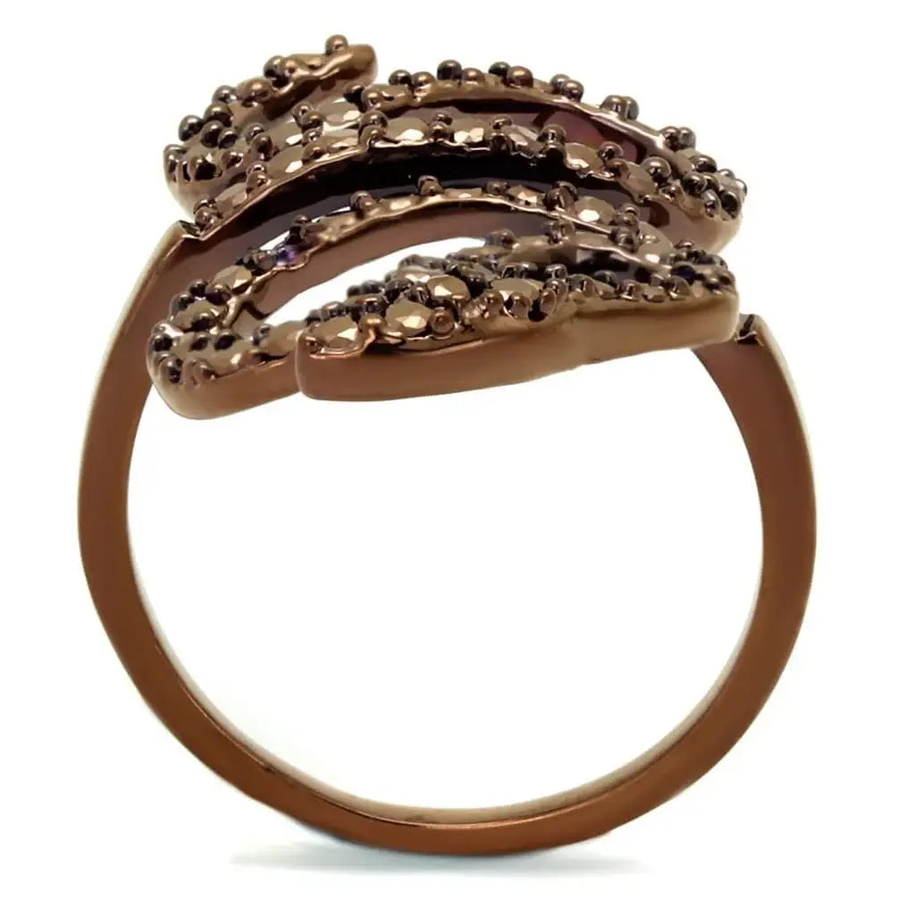 Alamode IP Coffee light Brass Ring with AAA Grade CZ in Light Coffee - Alamode - Flyclothing LLC