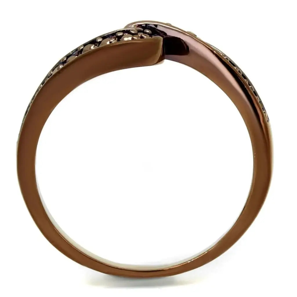 Alamode IP Coffee light Brass Ring with AAA Grade CZ in Light Coffee - Alamode - Flyclothing LLC