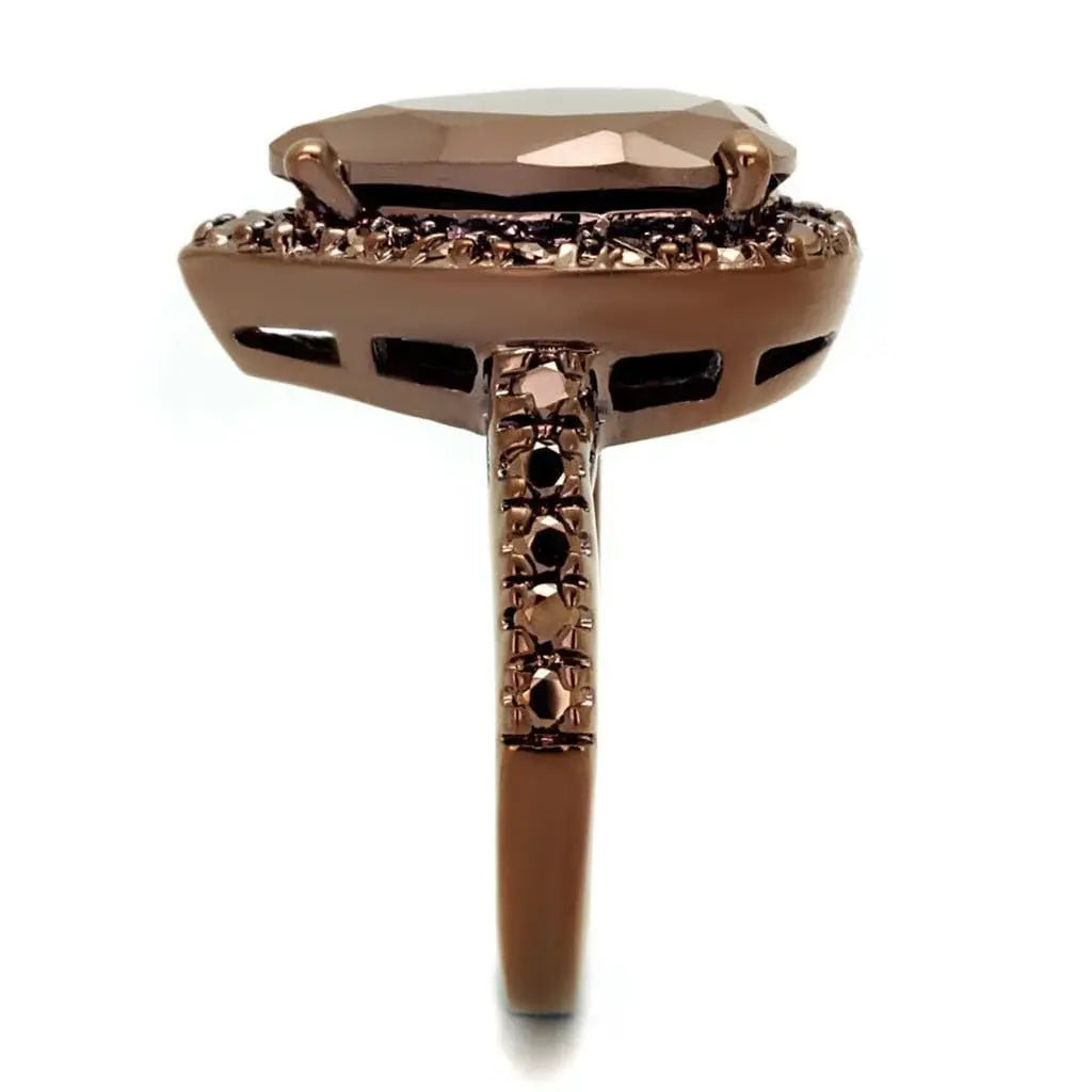 Alamode IP Coffee light Brass Ring with AAA Grade CZ in Light Coffee - Alamode - Flyclothing LLC
