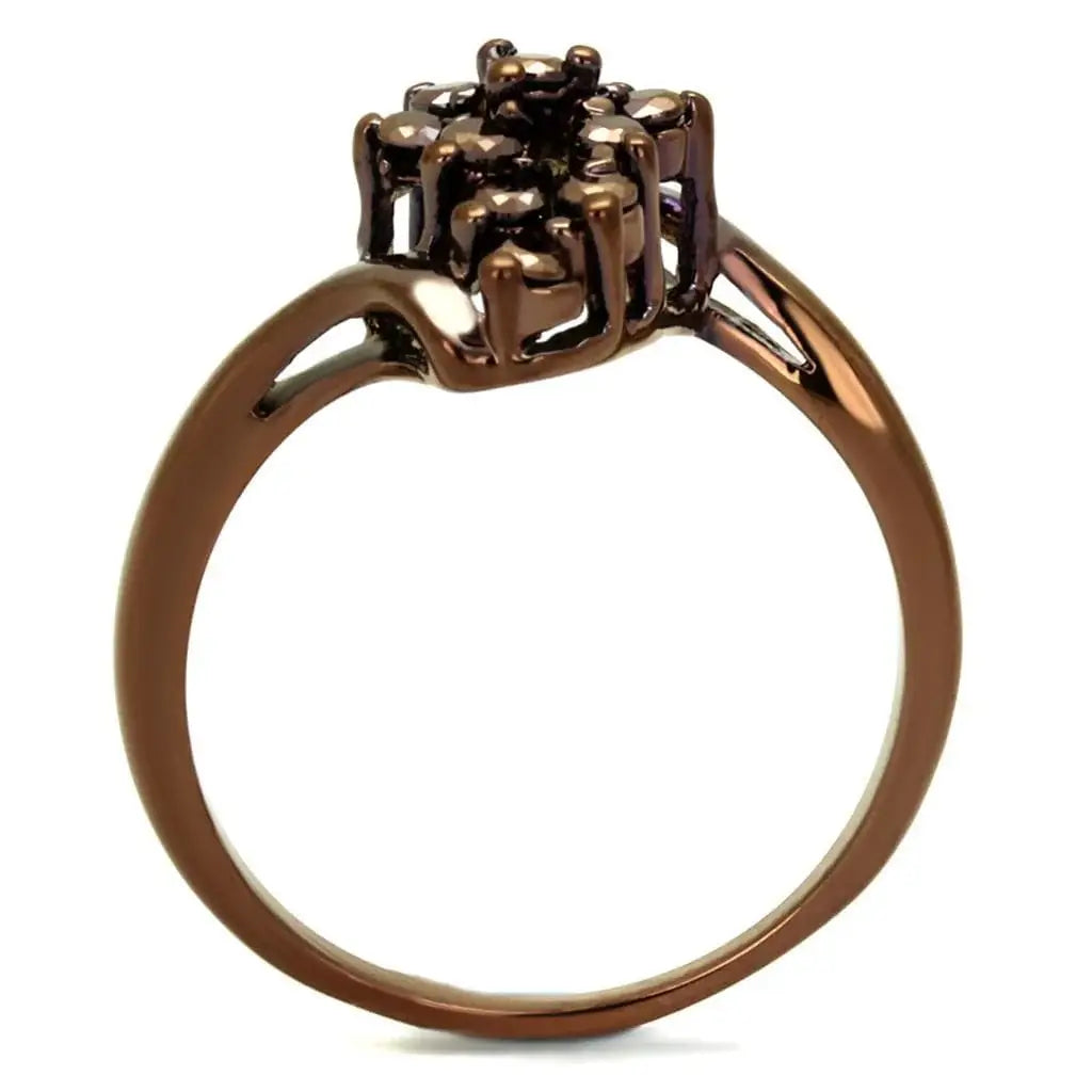 Alamode IP Coffee light Brass Ring with AAA Grade CZ in Light Coffee - Alamode - Flyclothing LLC