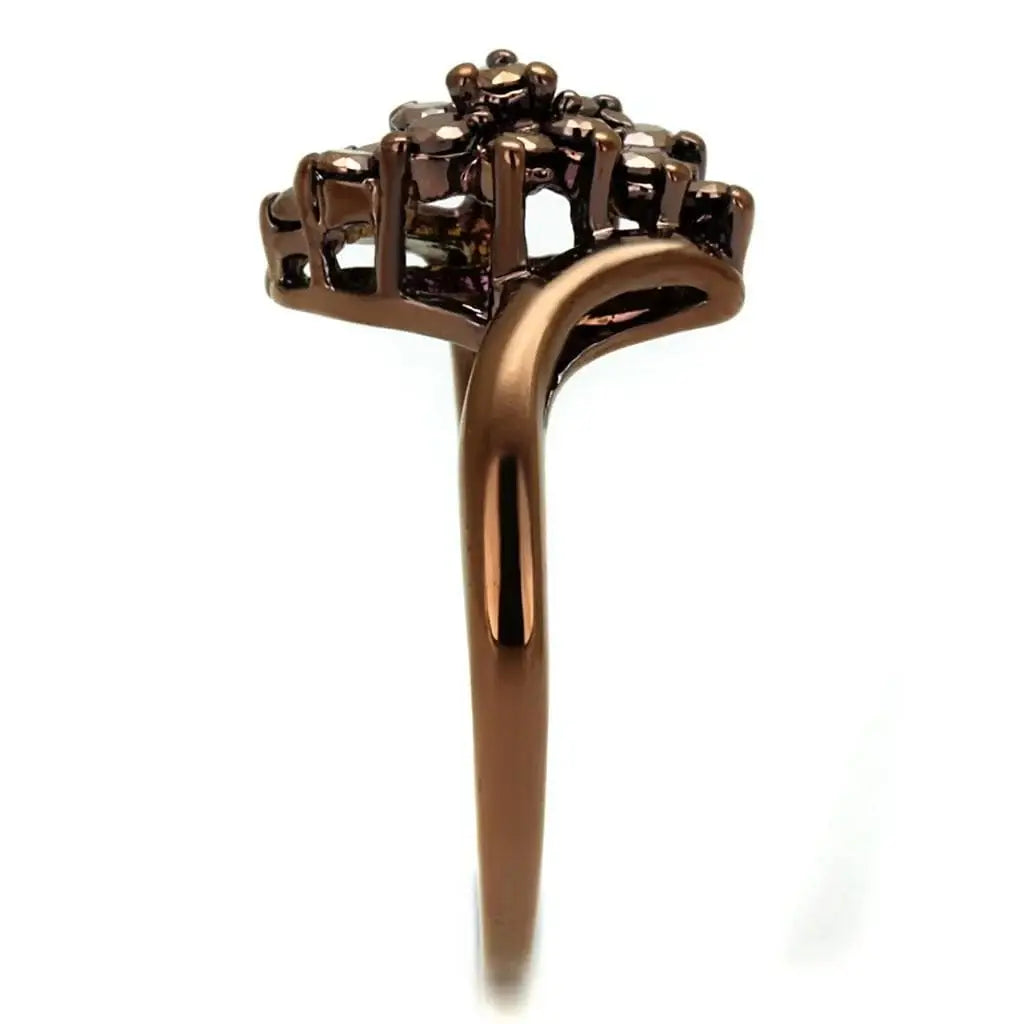 Alamode IP Coffee light Brass Ring with AAA Grade CZ in Light Coffee - Alamode - Flyclothing LLC