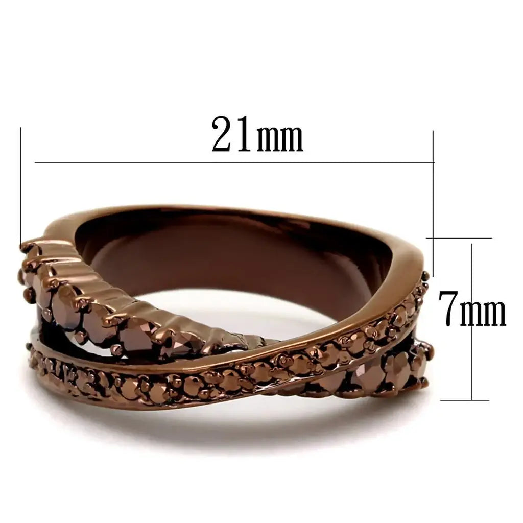 Alamode IP Coffee light Brass Ring with AAA Grade CZ in Light Coffee - Alamode - Flyclothing LLC