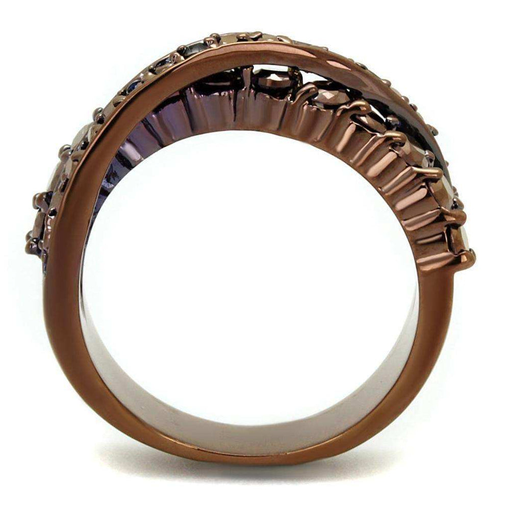 Alamode IP Coffee light Brass Ring with AAA Grade CZ in Light Coffee - Alamode - Flyclothing LLC