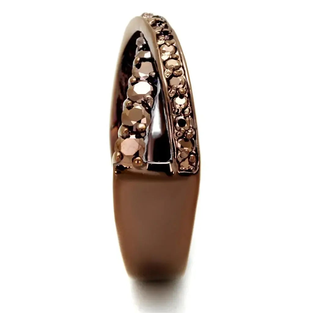 Alamode IP Coffee light Brass Ring with AAA Grade CZ in Light Coffee - Alamode - Flyclothing LLC