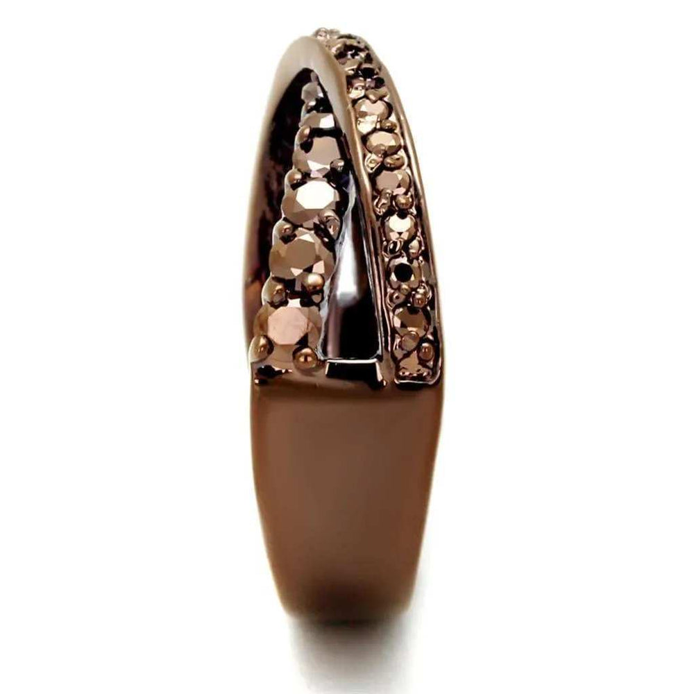 Alamode IP Coffee light Brass Ring with AAA Grade CZ in Light Coffee - Alamode - Flyclothing LLC