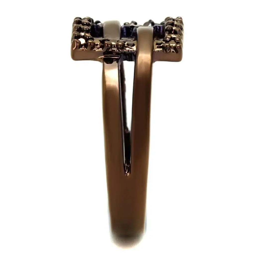 Alamode IP Coffee light Brass Ring with AAA Grade CZ in Light Coffee - Alamode - Flyclothing LLC