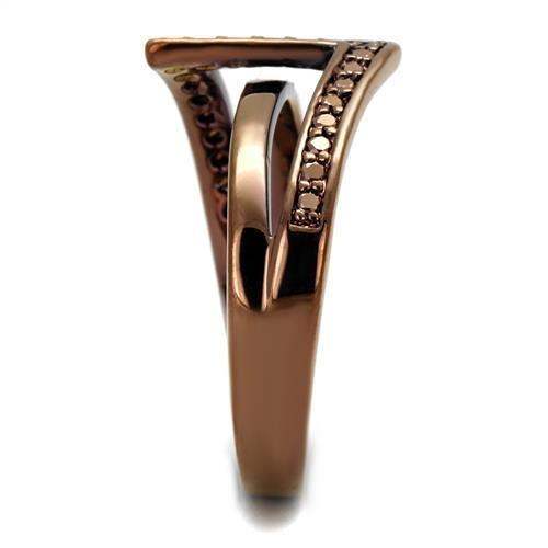 Alamode IP Coffee light Brass Ring with AAA Grade CZ in Light Coffee - Alamode - Flyclothing LLC