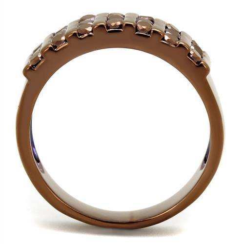 Alamode IP Coffee light Brass Ring with AAA Grade CZ in Light Coffee - Alamode - Flyclothing LLC