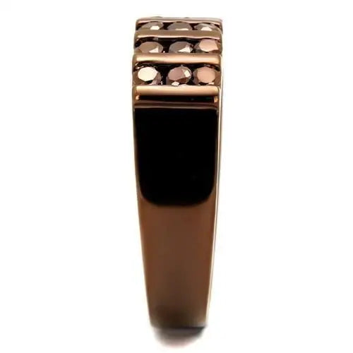 Alamode IP Coffee light Brass Ring with AAA Grade CZ in Light Coffee - Alamode - Flyclothing LLC