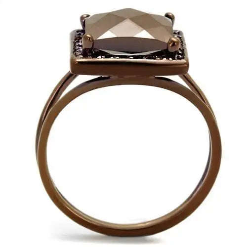 Alamode IP Coffee light Brass Ring with AAA Grade CZ in Light Coffee - Alamode - Flyclothing LLC