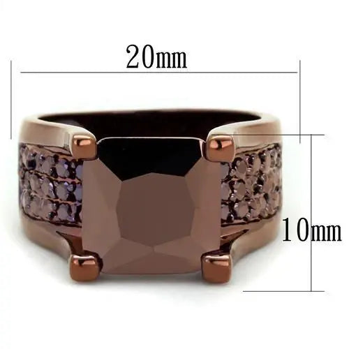 Alamode IP Coffee light Brass Ring with AAA Grade CZ in Light Coffee - Alamode - Flyclothing LLC