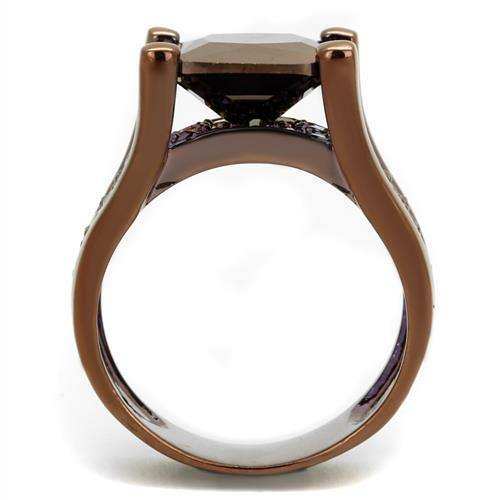 Alamode IP Coffee light Brass Ring with AAA Grade CZ in Light Coffee - Alamode - Flyclothing LLC