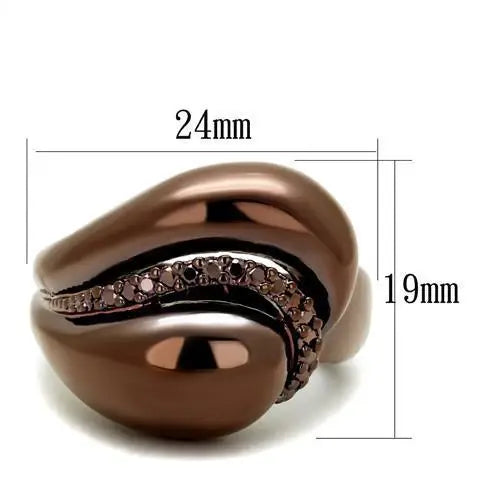 Alamode IP Coffee light Brass Ring with AAA Grade CZ in Light Coffee - Alamode - Flyclothing LLC