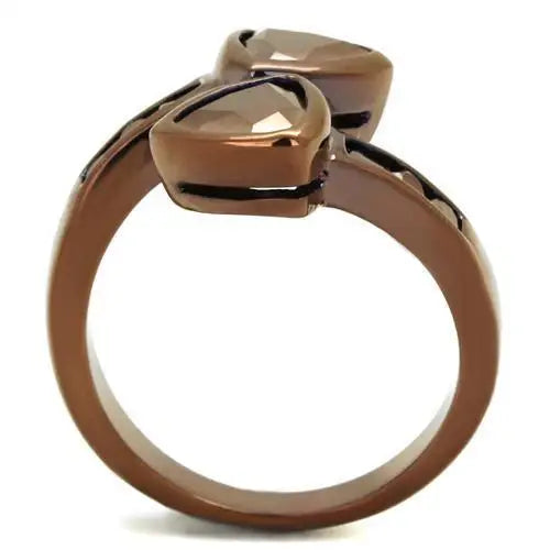 Alamode IP Coffee light Brass Ring with AAA Grade CZ in Light Coffee - Alamode - Flyclothing LLC