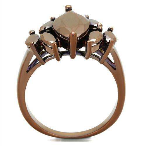 Alamode IP Coffee light Brass Ring with AAA Grade CZ in Light Coffee - Alamode - Flyclothing LLC