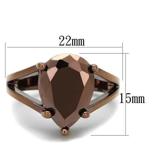 Alamode IP Coffee light Brass Ring with AAA Grade CZ in Light Coffee - Alamode - Flyclothing LLC