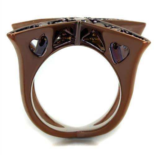 Alamode IP Coffee light Brass Ring with AAA Grade CZ in Light Coffee - Alamode - Flyclothing LLC