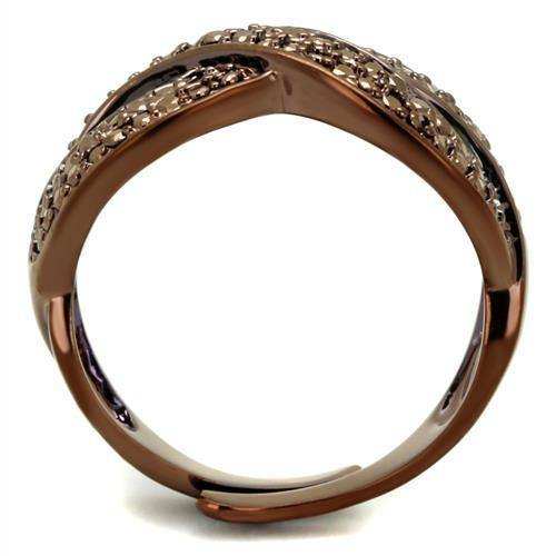 Alamode IP Coffee light Brass Ring with AAA Grade CZ in Light Coffee - Alamode - Flyclothing LLC